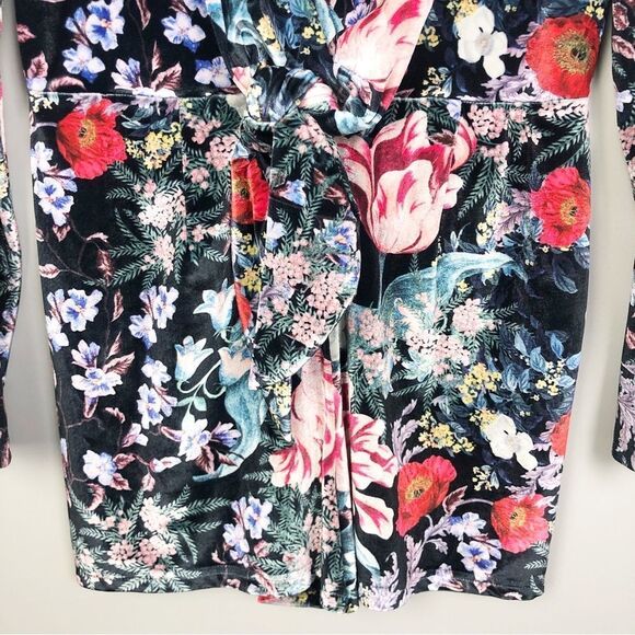 MINKPINK | Velvet Botanical Playsuit Deep V Romper Shorts Women’s Size Large - Picture 7 of 13